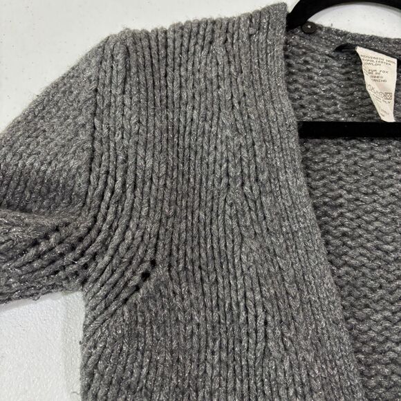Louis Feraud Wool Cardigan Gray Chunky Knit Women 4 Academia Old Money Cabincore - Picture 10 of 11